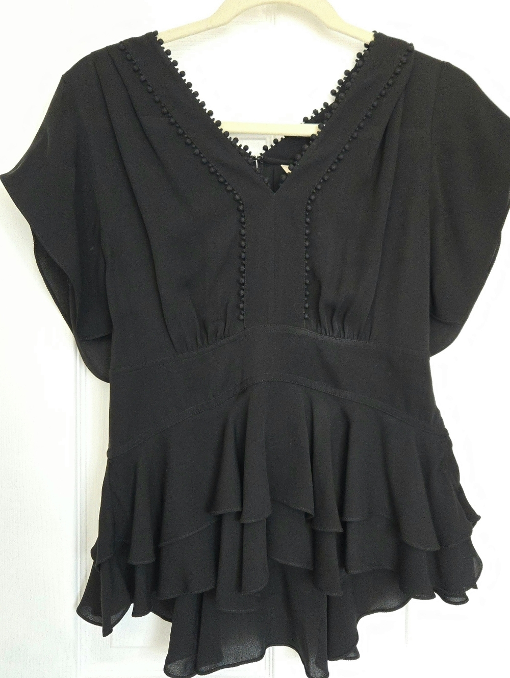 Rebecca Taylor Silk Ruffle Peplum Top
